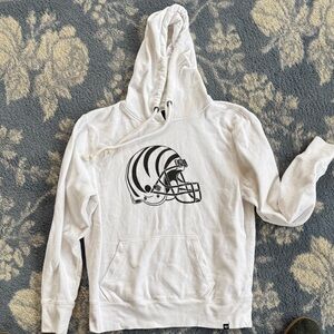 Bengals White Hoodie with Black Helmet Graphic
